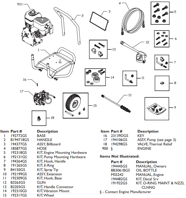 Briggs & Stratton pressure washer model 020212-0 replacement parts, pump breakdown, repair kits, owners manual and upgrade pump.